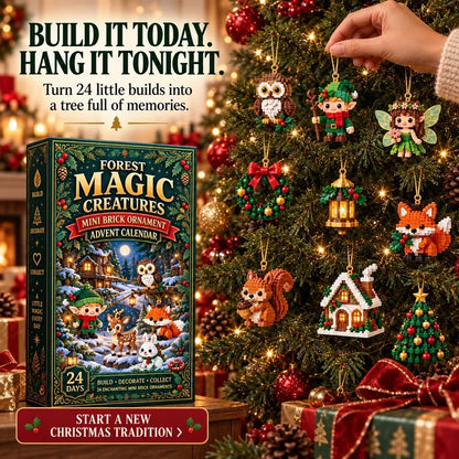 ⏳ Last day to save 49% – 🎄 24‑Day Forest Magic Creatures Ornament Advent Calendar | 24 collectible buildable forest fantasy brick decorations with hangers—perfect for holiday wreaths, mantel styling and Christmas tree trimming 🧝