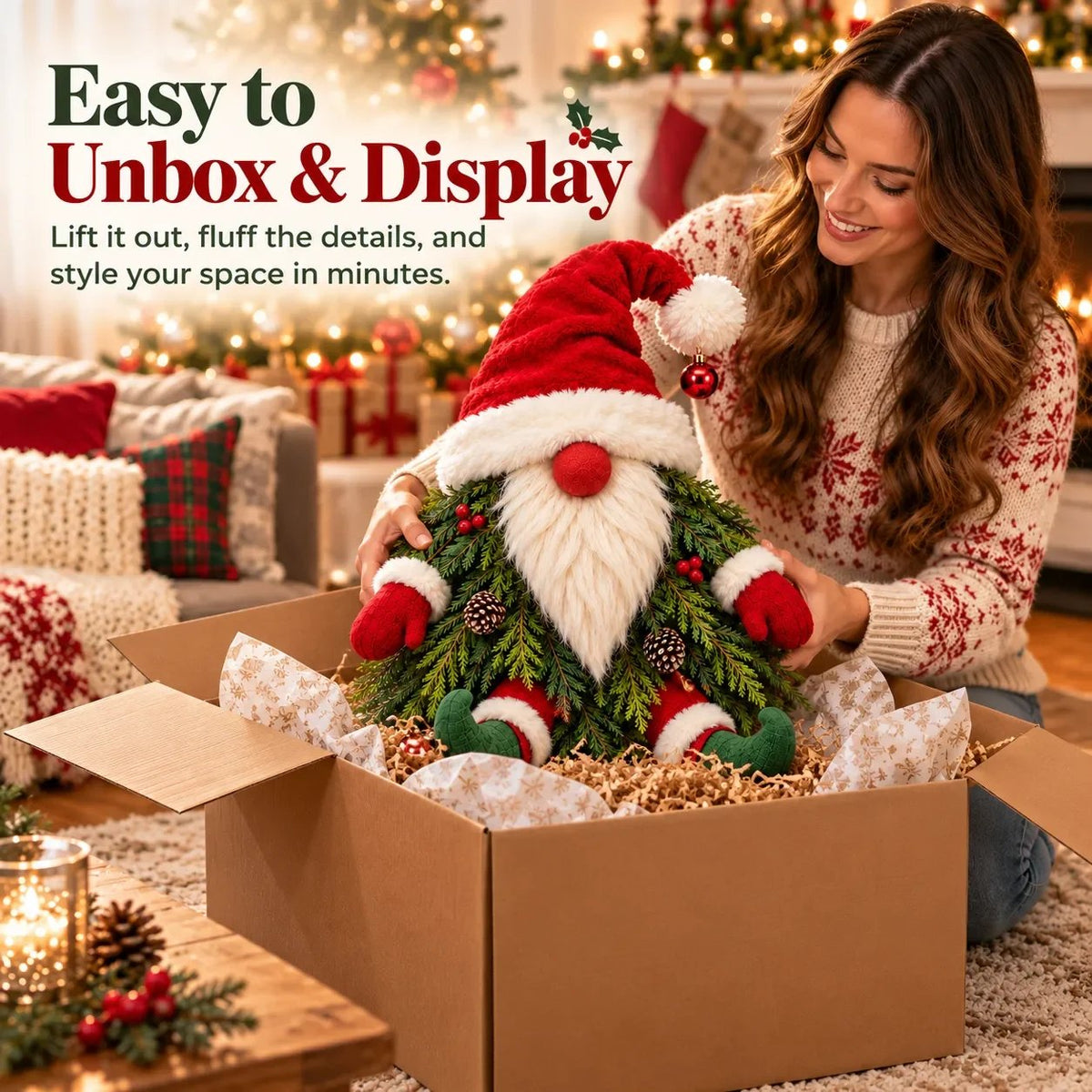 🔥HOT SALE🔥Sitting Christmas Evergreen Gnome Decor